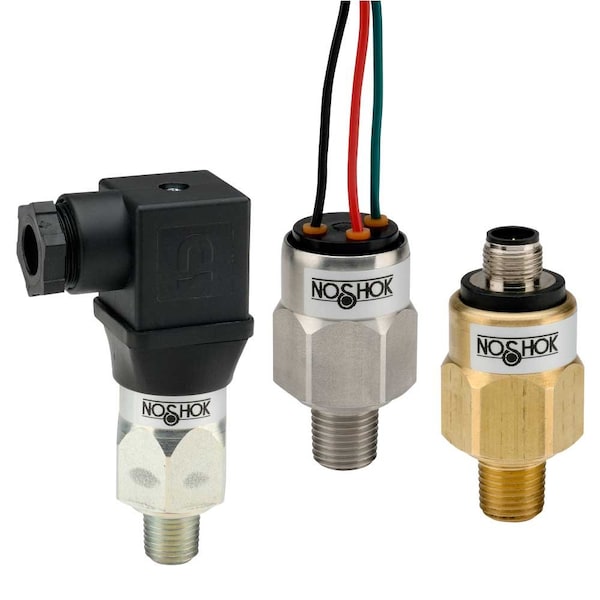 Serie 200 de interruptores de presión Noshok, latón, SPDT, 1/8" NPT, 15-75 psi, torre Weatherpack - 200L-3-1-15/75-111