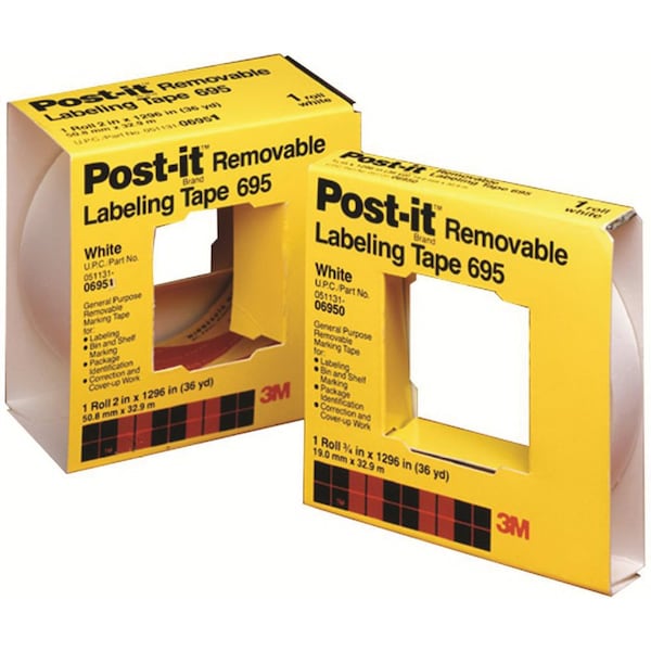 3M Post-it Labeling Tape 695, 2 in x 36 yds, White - 7010314400