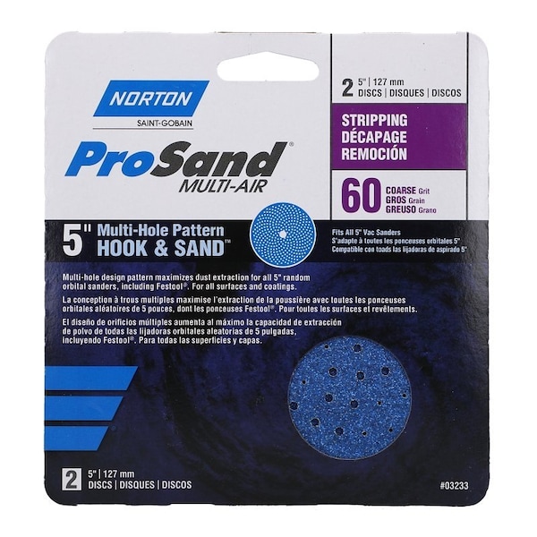 Norton Co 0 Sanding Disc, 5 in Dia, 1116 in Arbor, Coated, 60 Grit, Coarse, Alumina Ceramic Abrasive, Spiral - 3233