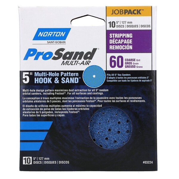 Norton Co 0 Sanding Disc, 5 in Dia, 1116 in Arbor, Coated, P60 Grit, Coarse, Spiral - 3224