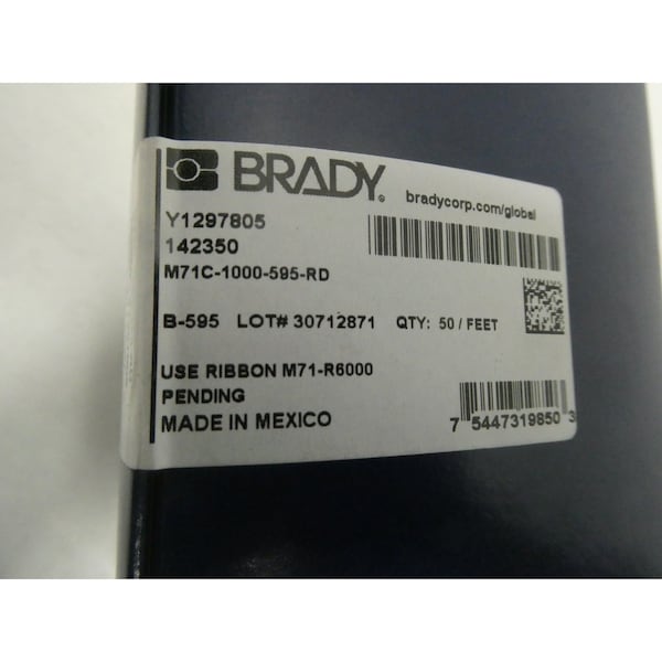Brady 1IN X 50FT RED LABELING TAPE - M71C-1000-595-RD