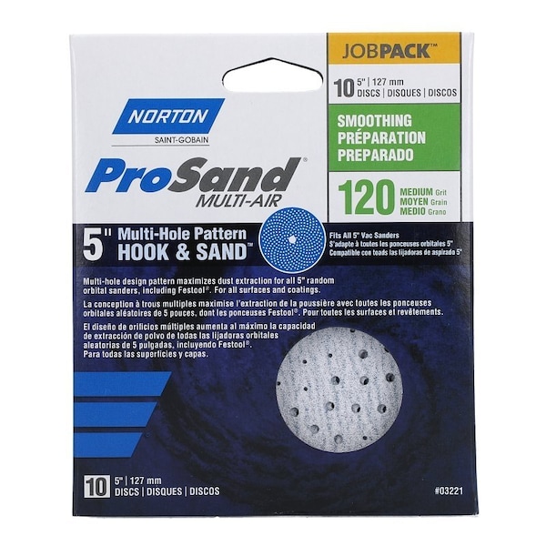Norton Co 0 Sanding Disc, 5 in Dia, 1116 in Arbor, Coated, P120 Grit, Medium, Alumina Ceramic Abrasive - 3221