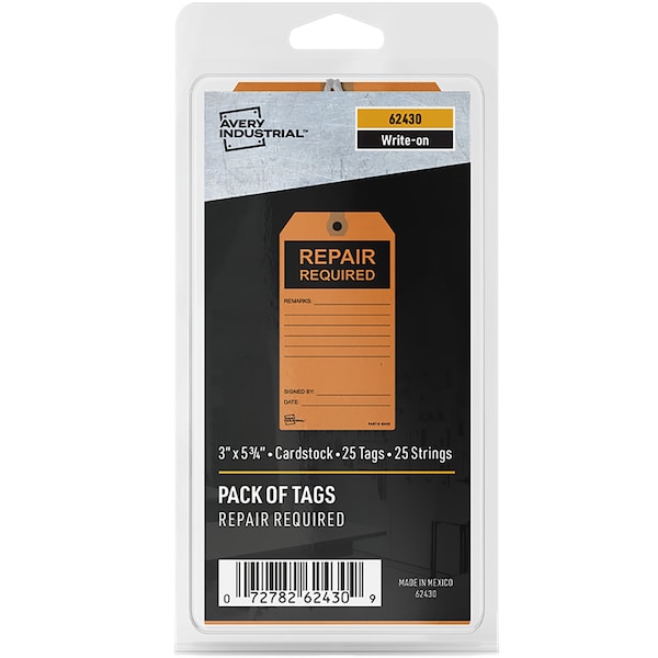 Avery Orange Repair Tags, 25 pack, PK25 - 62430