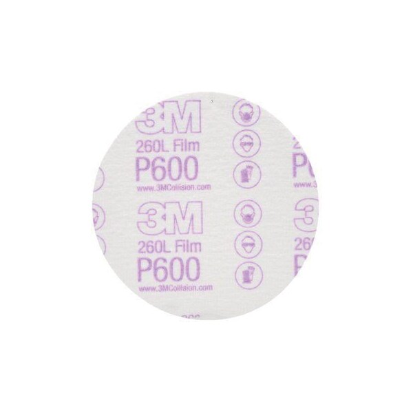 3M 3M Hookit Finishing Film Disc, 00955, 5 in, P600, 100 dscs pr bx, 4 bxs pr cs, 100PK - 7000120388