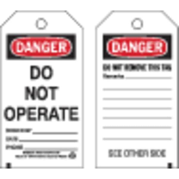 Brady Danger Tag, 5-3/4 x 3 In, 3/8 In, PK10 - 86458