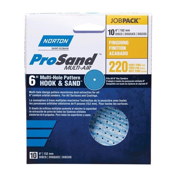 Norton Co Norton 1936681 ProSand Multi-Air Cyclonic 6 in. Ceramic Hook & Loop Sanding Disc; 220 Grit - Pack of 10 - 1936681