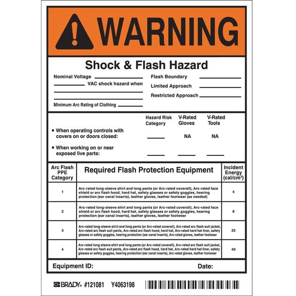 Brady Warning Label, 7 In. H, 5 In. W, PK5 - 121081