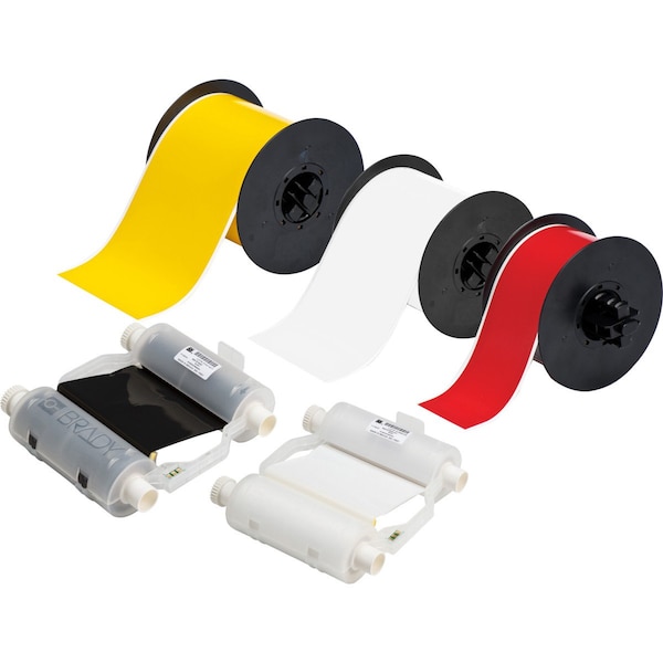 Brady B30 Series Basic Starter Supply Kit-Small, Vinyl Labels Included:  Yellow, 4in White, 2.25in Red - 146069