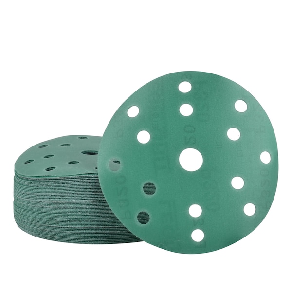 Legit Grit 6 inch Sand paper Disc, 15-Hole, 320 Grit, 50PK - LG6-15320-50