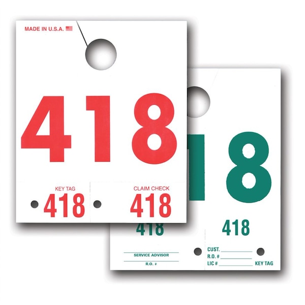 Car Dealer Depot Wht Service Dispatch Nums (4-Digit), 5 1/2" X 6 1/2"Set:8000-8999 Pk - 228-001