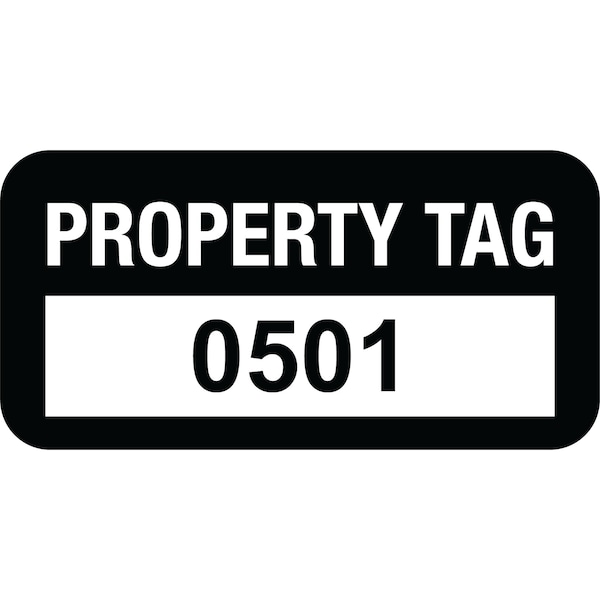 Lustre-Cal VOID Label PROPERTY TAG Black 1.50in x 0.75in  Serialized 0501-0600, 100PK - 253774VO1K0501