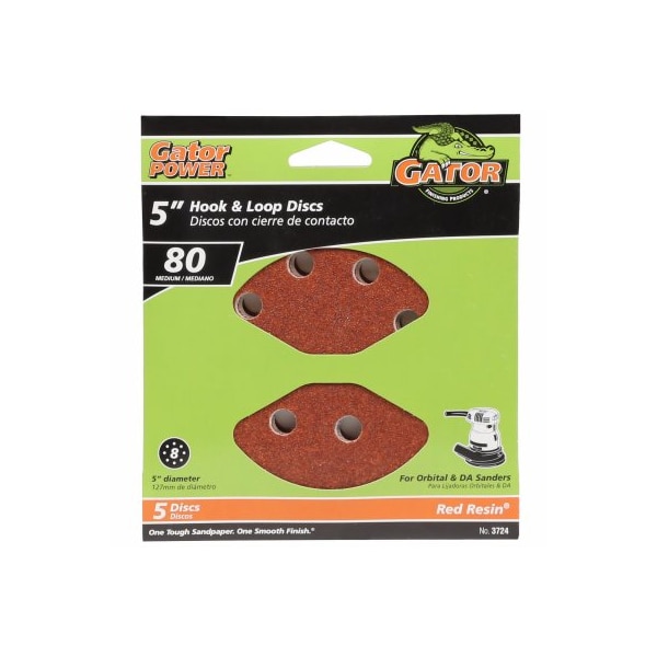 Gator Finishing 5PK 5 80G AO Sand Disc - 3724