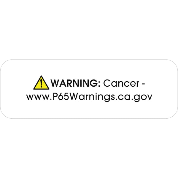 Tape Logic "Warning: Cancer - " Prop 65 Labels, 1.5 x 0.5", White, PK500 - DL4500