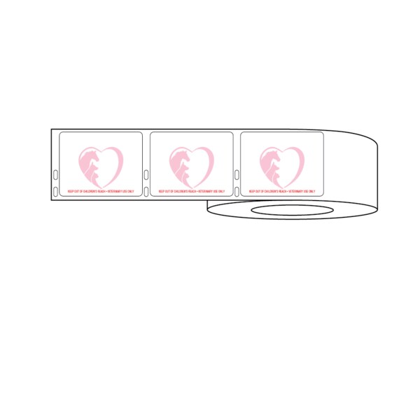 Nevs Dymo Label w/Heart-Horse-Dog-Cat & Warning2-3/4"x2-1/8" White/Red - LA-DYM-1019