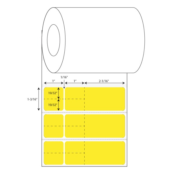 Nevs Misys / Sunquest - Multi Set Label (MSL) - Perf-Cut 1 3/16" x 4 3/32" - CB-SUN-7BBL-FYEL