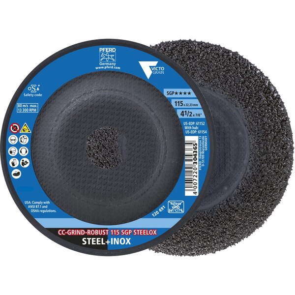 Pferd Grinding Disc, 4-1/2 in Dia, Victograin, CC-GRIND-ROBUST - 61152