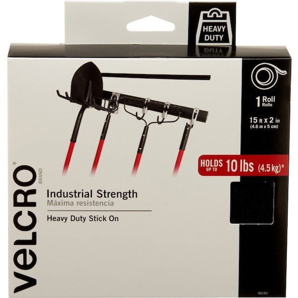 Velcro Brand Industrial Strength Tape, Hook and Loop, Waterproof, 2"x15', BK - VEK90197