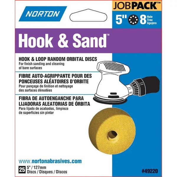 Norton Co 5" Hook & Sand 8-Hole Sanding Disc, P120-Grit, PK 25 - 49221