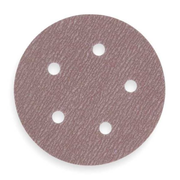 Norton Abrasives Hook-and-Loop Sanding Disc, 5" Dia, 5 Hole, Aluminum Oxide, P120 Grit, Coated Type, A275OP - 66261131581
