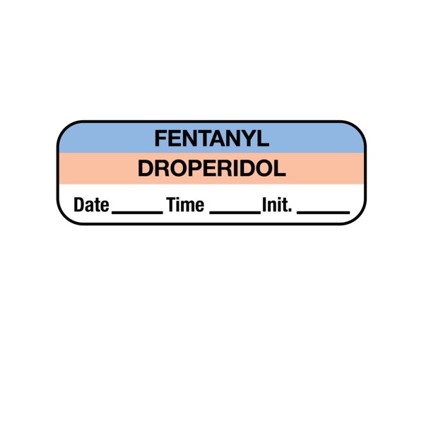 Nevs Label, Fentanyl - Droperidol 1/2" x 1-1/2" Salmon w/Black - LANT-2412D