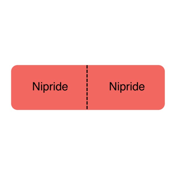 Nevs IV Drug Line Label - Nipride/Nipride 7/8" x 3" Flr Red w/Black - N-2483
