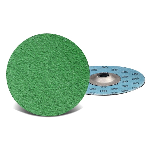 Cgw Abrasives Sanding Disc, 2 T/O, 2-PLY, ZAG, 36G, 2" Dia, No Hole, Zirconia AO w/Grinding Aid, 36 Grit - 59697