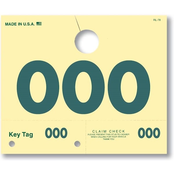 Car Dealer Depot Service Dispatch Numbers, Hang Tags, 3 Digit Rl-78: 000-999 Pk - 200-00