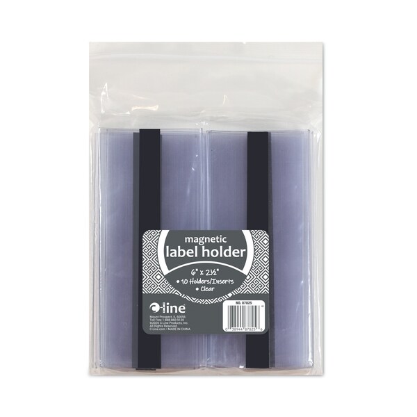 C-Line Products Clear Magnetic Label Holders, Side Load, 6 x 2.5, Clear, PK10 - 87825