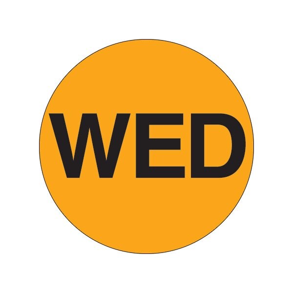 Bsc Preferred 2'' Circle - ''WED'' Fluorescent Orange Days of the Week Labels - BUY00019851
