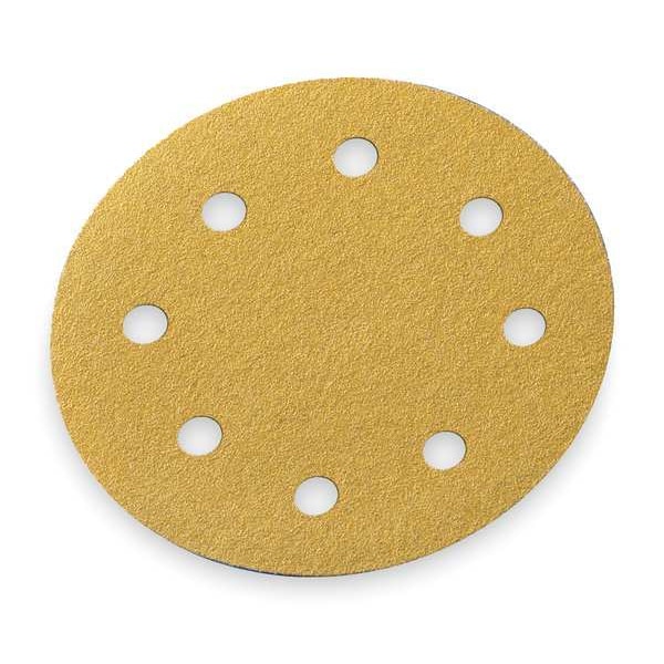Norton Abrasives Hook-and-Loop Sanding Disc, 5 in Dia, 8 Hole, Aluminum Oxide, 220 Grit, Coated Type, A290 - 66261130239
