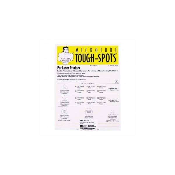 Diversified Biotech Tough-Spots, Laser, 3/8", White, 3840/pk, 3840PK - 247131