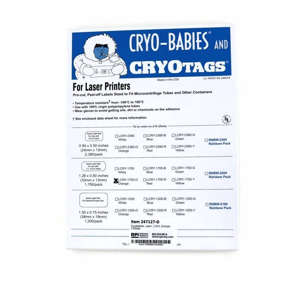 Diversified Biotech Cryobabies, Laser, 1.5ml, Orange, 1700/pk, 1700PK - 247127-O