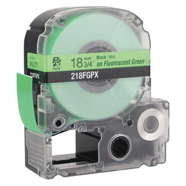 Epson Label Cartridge, Black on Fluorescent Green, Labels/Roll: Continuous - 218FGPX