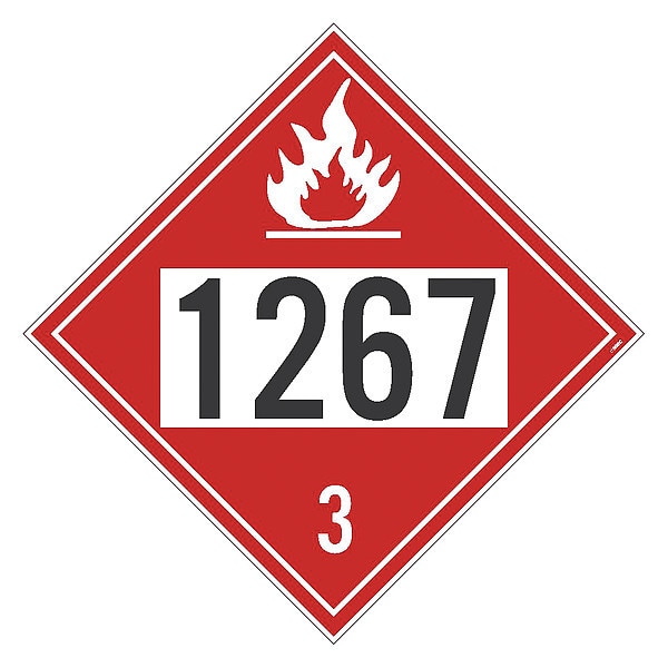 Nmc Dot Placard Sign, 1267 3, Pk25, Material: Pressure Sensitive Removable Vinyl .0045 - DL139BPR25