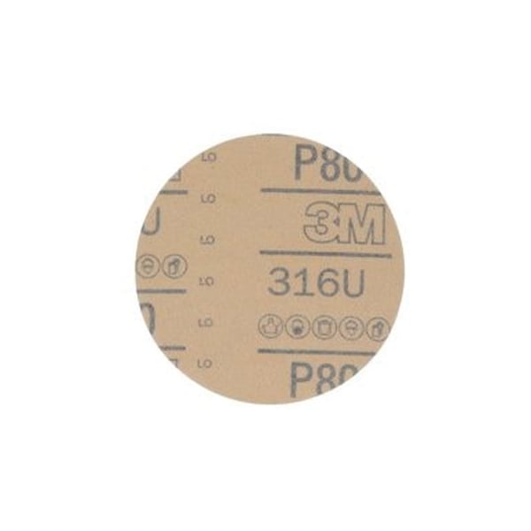 3M 3M Red Abrasive Hookit Disc, 01302, 5 in, P80D, 50PK - 7000119850