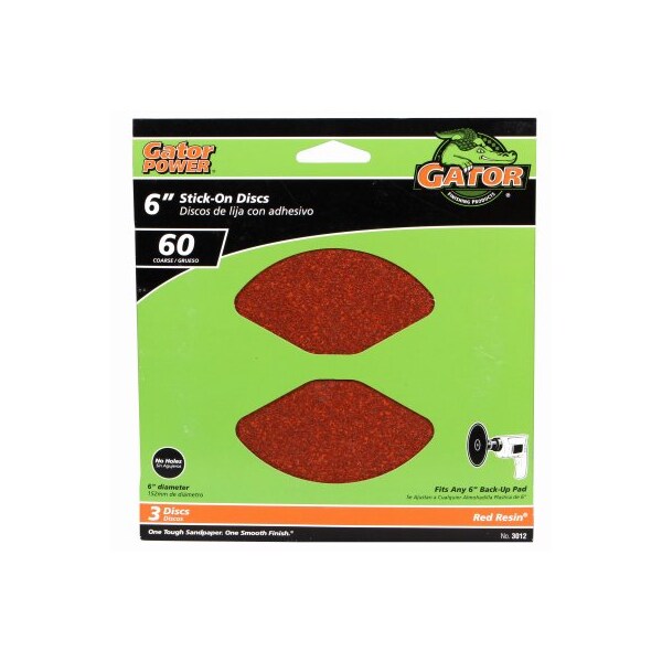 Gator Finishing 3PK 6 60G AO Sand Disc - 3012
