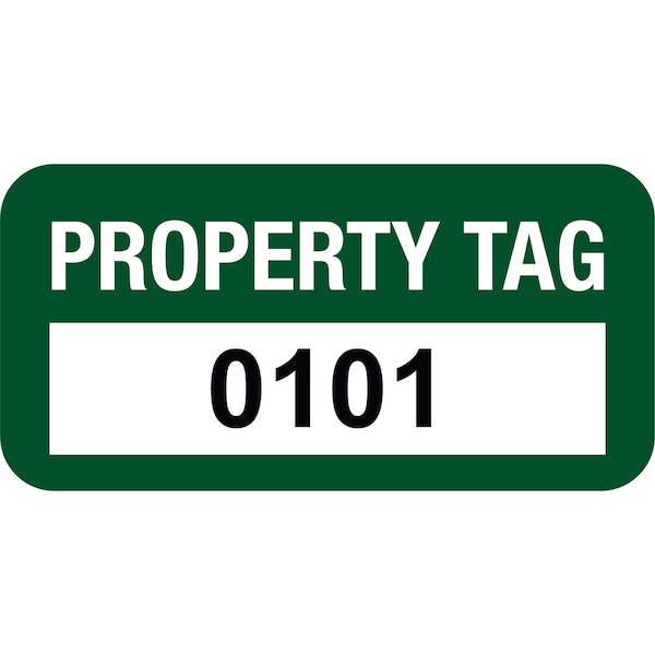Lustre-Cal VOID Label PROPERTY TAG Green 1.50in x 0.75in  Serialized 0101-0200, 100PK - 253774VO1G0101