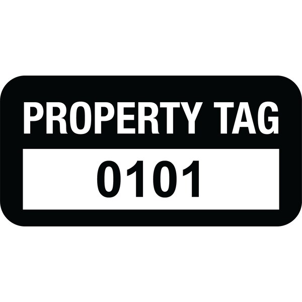Lustre-Cal VOID Label PROPERTY TAG Black 1.50in x 0.75in  Serialized 0101-0200, 100PK - 253774VO1K0101