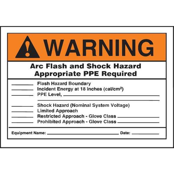 Accuform Label, 3-1/2x5, Warning Arc Flash and, LELC318 - LELC318