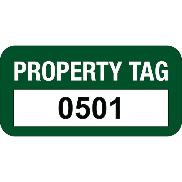 Lustre-Cal VOID Label PROPERTY TAG Green 1.50in x 0.75in  Serialized 0501-0600, 100PK - 253774VO1G0501