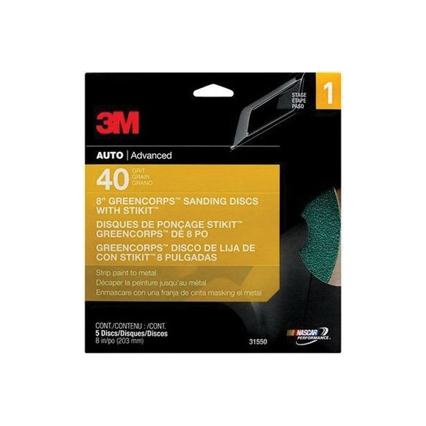 3M 3M Green Corps Sanding Disc with Stikit Attachment, 31550, 40 Grit, 5PK - 7000120023