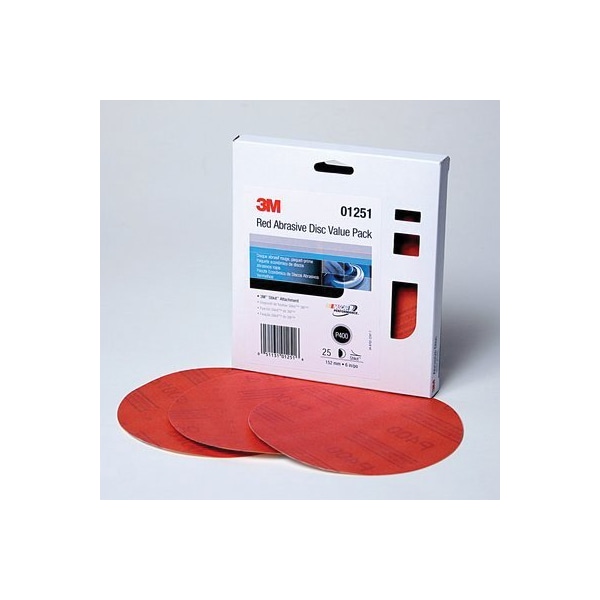 3M Red Abrasive Stikit Disc Value Pack, 01251, 6 in, P4005, 25PK - 7010327777