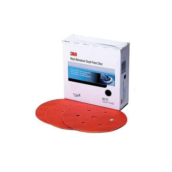3M 3M Red Abrasive Hookit Disc D/F, 01136, 6 in, P800, 50 discs per box, 50PK - 7000045452