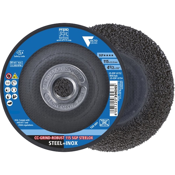 Pferd Grinding Disc, 4-1/2 in Dia, Victograin, CC-GRIND-ROBUST - 61154