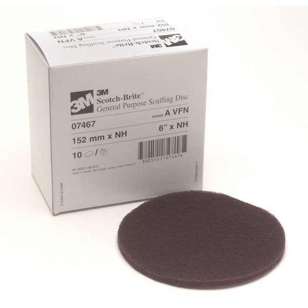 Scotch-Brite Scuffing Disc, 6" Dia, No Hole, Aluminum Oxide - 61500118130