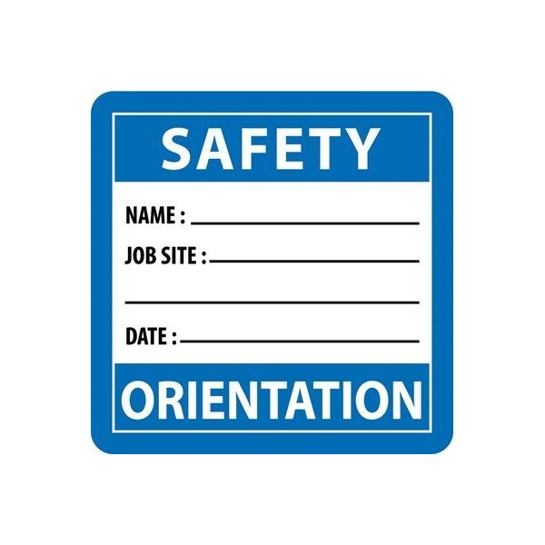 Nmc Safety Orientation Name: Job Site: Date: Hard Hat Label, Pk25, Material: Reflective Vinyl Sheeting - HH170R