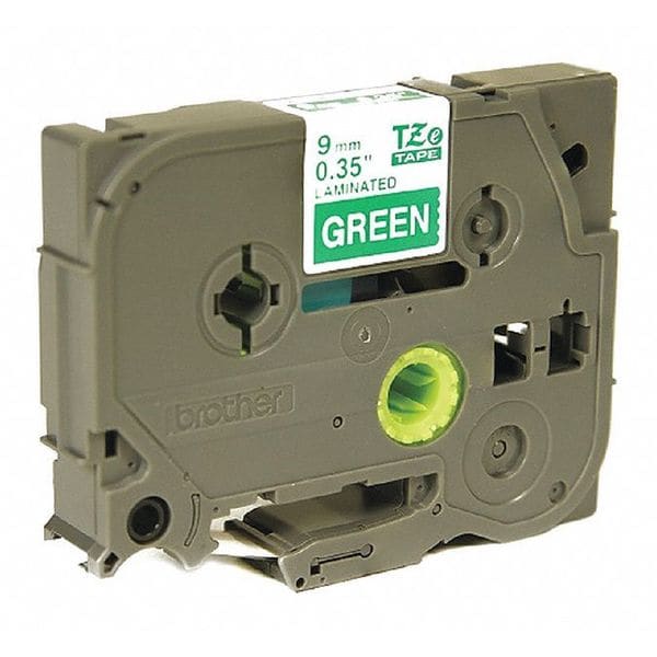 Brother Label Tape Cartridge, White on Green, Labels/Roll: Continuous - TZE725