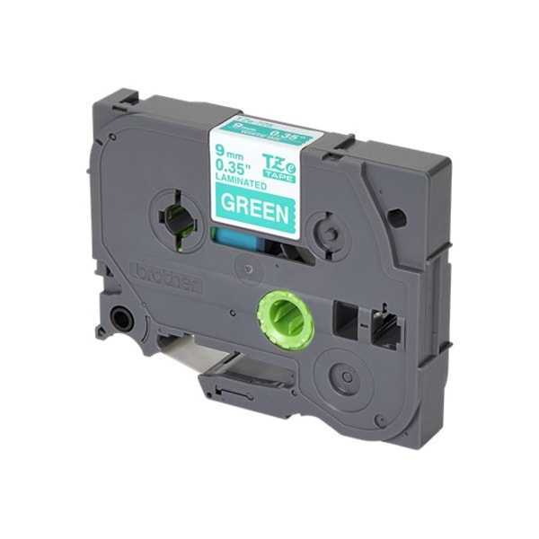 Brother Label Tape Cartridge, White on Green, Labels/Roll: Continuous - TZE725