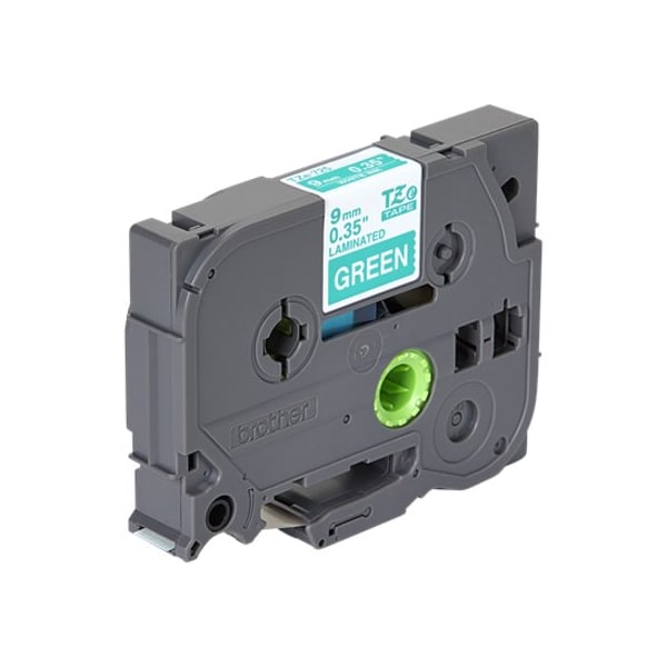 Brother Label Tape Cartridge, White on Green, Labels/Roll: Continuous - TZE725