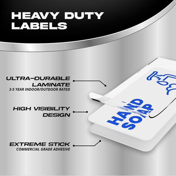 Fuel Stickers Hand Soap Label, Commercial Hand Soap Dispenser Sticker Label, Hvy-Dty, 2''x1'', 4PK - Z-2X1HDSP-20PK